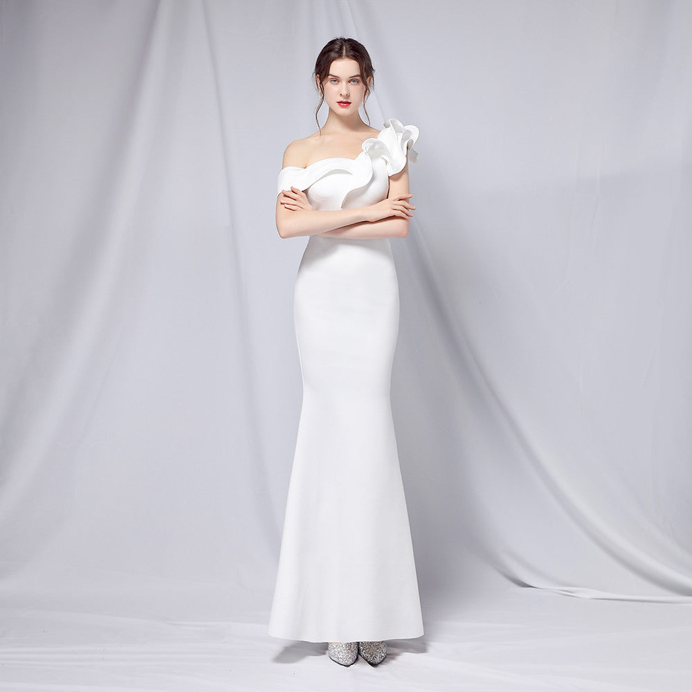 Sofya 18732 # 6 Colors One Shoulder Banquet Evening Dress Fashion Party Long Elegant Slimming Fishtail Dress