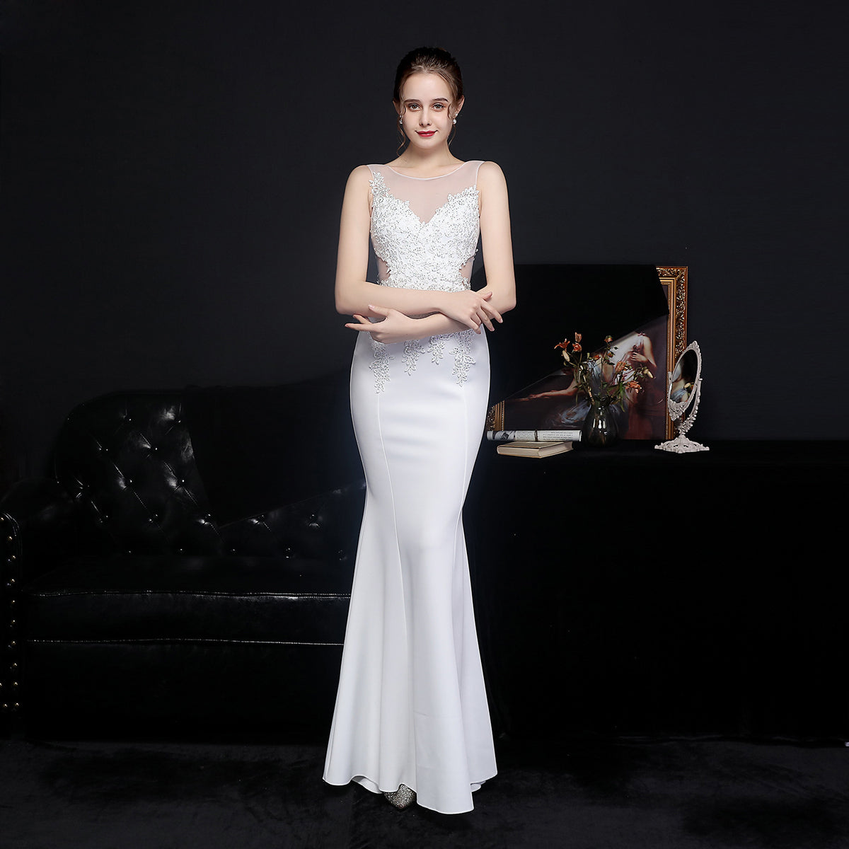 Sofya 16088# Full Craft Lace Ironing European Diamond Toast Dress Bride Long Appreciation Banquet Fishtail Dress Wedding Evening Dress