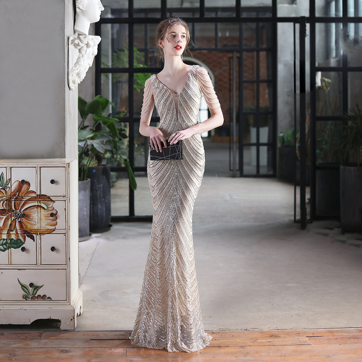 Sofya 18691 # New Sequin Mermaid Long Dress Performance Internet Celebrity Event Banquet Car Model Etiquette Evening Dress