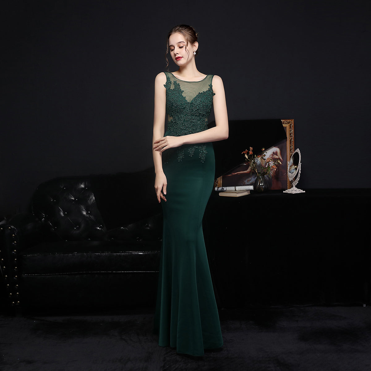 Sofya 16088# Full Craft Lace Ironing European Diamond Toast Dress Bride Long Appreciation Banquet Fishtail Dress Wedding Evening Dress